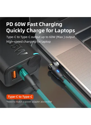 2m 3-in-1 Multi-Head Lightning/Micro/Type-C Magnetic Data Cable, 540-Degree 60W Fast Charging Cord E9 - Green