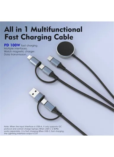 100W 1m Fast Charging Cable, Multifunction Charging Cord U33