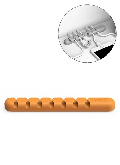 Silicone Cable Holder Clip Audio/USB Cord Organizer CBS7 (L15 x W2 x T1.2)cm - Orange