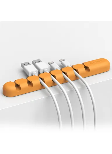 Silicone Cable Holder Clip Audio/USB Cord Organizer CBS7 (L15 x W2 x T1.2)cm - Orange