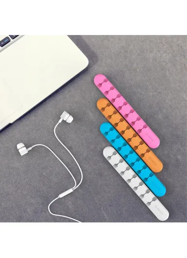 Silicone Cable Holder Clip Audio/USB Cord Organizer CBS7 (L15 x W2 x T1.2)cm - Orange