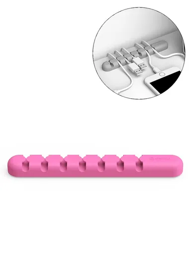 Silicone Cable Holder Clip Audio/USB Cord Organizer CBS7 (L15 x W2 x T1.2)cm - Rose