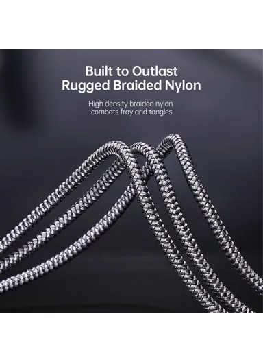 3-in-1 3.5A Multi-Head Micro, Lightning, Type-C Nylon Braided Charging &amp; Data Transfer Cable A3 