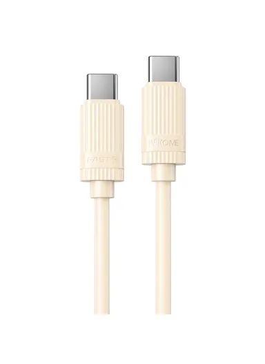 65W Type-C to Type-C Fast Charging Cable, Elastic Liquid Silicone 480Mbps Data Cable WDC-53 - Beige