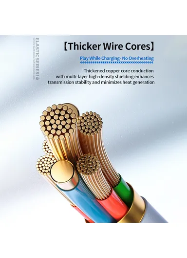 66W 3-in-1 Multi-Head Fast Charging Cable, Elastic Liquid Silicone 480Mbps Data Cable WDC-53 - Beige