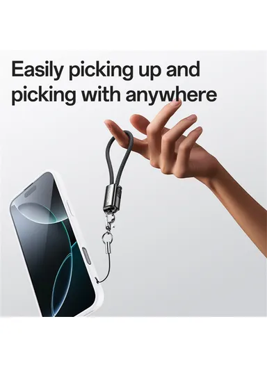 PD60W 20cm USB-C to USB-C Fast Charging &amp; Data Cable Cord with Lanyard CA177 