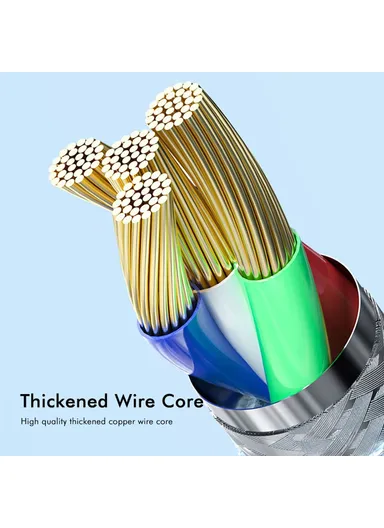 3-in-1 60W Multi-Head Braided Wire Charging &amp; Data Cable, 1.5m USB to Lightning, Type-C, Micro Charging Cable - Green