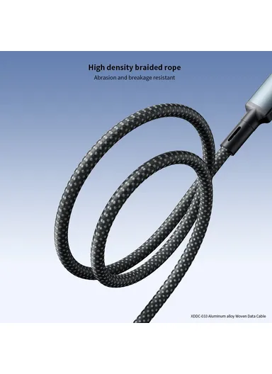 60W 1m Aluminum Alloy Braided USB-C to USB-C Fast Charging &amp; Data Cable Wire XDDC-033