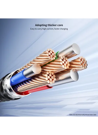 60W 1m Aluminum Alloy Braided USB-C to USB-C Fast Charging &amp; Data Cable Wire XDDC-033