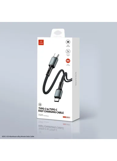 60W 1m Aluminum Alloy Braided USB-C to USB-C Fast Charging &amp; Data Cable Wire XDDC-033