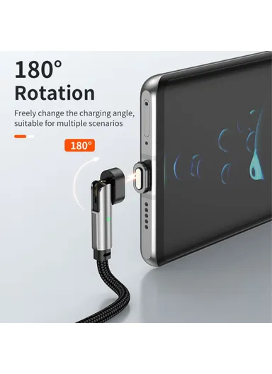 100W/PD 27W 1m Magnetic Multi-Head Fast Charging Cable, 180-Degree Rotation Type-C to Type-C/Lightning Charging &amp; Data Transfer Cable