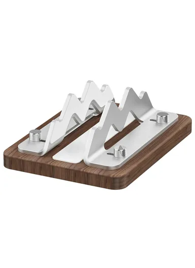 Mac Mini M4/M3/M2/M1 Mini PC Stand, Walnut Wood Adjustable Width 1-2.2 Inch Vertical Holder AJBZJ03M (L17 x W13 x H6)cm