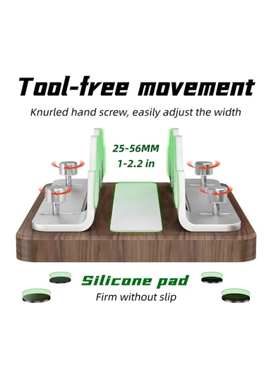 Mac Mini M4/M3/M2/M1 Mini PC Stand, Walnut Wood Adjustable Width 1-2.2 Inch Vertical Holder AJBZJ03M (L17 x W13 x H6)cm