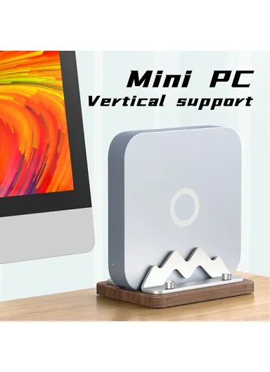 Mac Mini M4/M3/M2/M1 Mini PC Stand, Walnut Wood Adjustable Width 1-2.2 Inch Vertical Holder AJBZJ03M (L17 x W13 x H6)cm