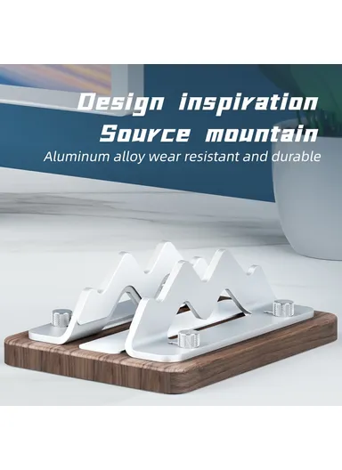 Mac Mini M4/M3/M2/M1 Mini PC Stand, Walnut Wood Adjustable Width 1-2.2 Inch Vertical Holder AJBZJ03M (L17 x W13 x H6)cm