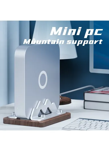 Mac Mini M4/M3/M2/M1 Mini PC Stand, Walnut Wood Adjustable Width 1-2.2 Inch Vertical Holder AJBZJ03M (L17 x W13 x H6)cm