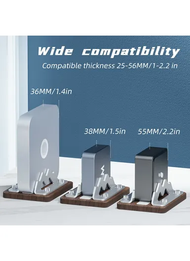 Mac Mini M4/M3/M2/M1 Mini PC Stand, Walnut Wood Adjustable Width 1-2.2 Inch Vertical Holder AJBZJ03M (L17 x W13 x H6)cm