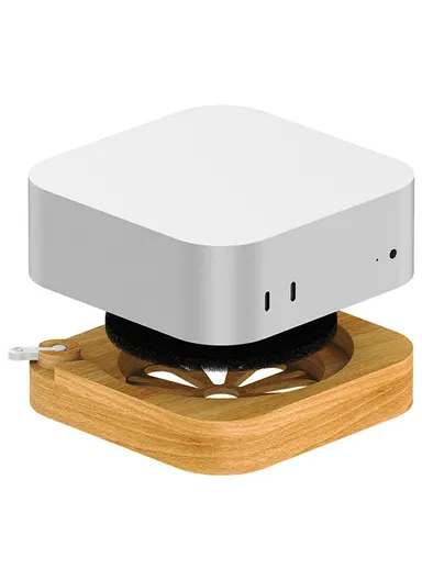 Mac Mini M4/M4 Pro Mini PC Stand, Anti-Dust Wood Cooling Vertical Base with Power Switch AJM4-F