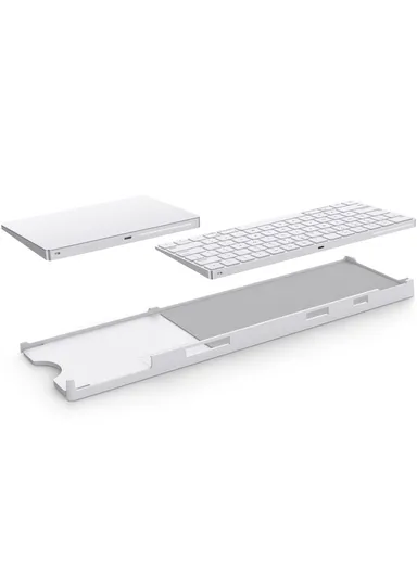 Apple Magic Trackpad 2/3, Magic Keyboard 2/3, Adjustable Bracket Desktop Holder Stand (L44 x W12 x H2)cm - White