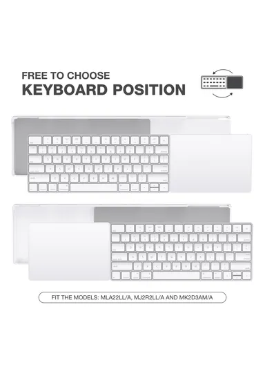 Apple Magic Trackpad 2/3, Magic Keyboard 2/3, Adjustable Bracket Desktop Holder Stand (L44 x W12 x H2)cm - White