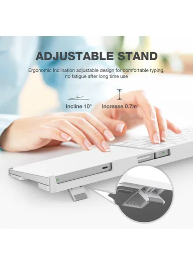 Apple Magic Trackpad 2/3, Magic Keyboard 2/3, Adjustable Bracket Desktop Holder Stand (L44 x W12 x H2)cm - White