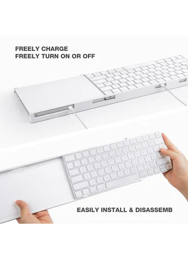 Apple Magic Trackpad 2/3, Magic Keyboard 2/3, Adjustable Bracket Desktop Holder Stand (L44 x W12 x H2)cm - White