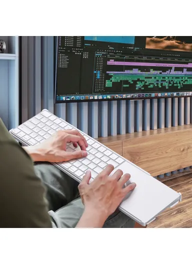 Apple Magic Trackpad 2/3, Magic Keyboard 2/3, Adjustable Bracket Desktop Holder Stand (L44 x W12 x H2)cm - White