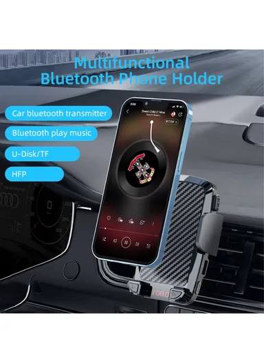 Gravitational Car Mount Air Vent Phone Holder, Bracket MP3 Player FM Bluetooth-compatible Transmitter CS14 (W5.2 x H11)cm