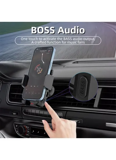 Gravitational Car Mount Air Vent Phone Holder, Bracket MP3 Player FM Bluetooth-compatible Transmitter CS14 (W5.2 x H11)cm