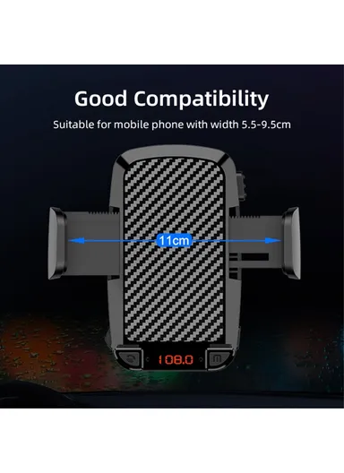 Gravitational Car Mount Air Vent Phone Holder, Bracket MP3 Player FM Bluetooth-compatible Transmitter CS14 (W5.2 x H11)cm