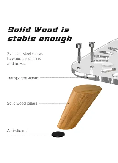 Mac Mini M4/M4 Pro Mini PC Stand Wood Cooling Vertical Base with Anti-Slip Mat AJM4-4