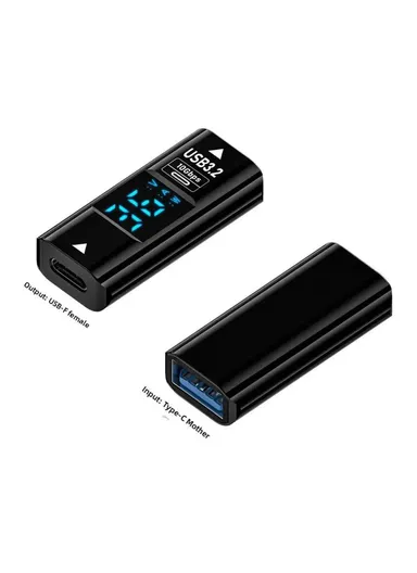 36W USB-C to USB Adapter Digital Display 10Gbps Data Transfer Charging Converter - Black