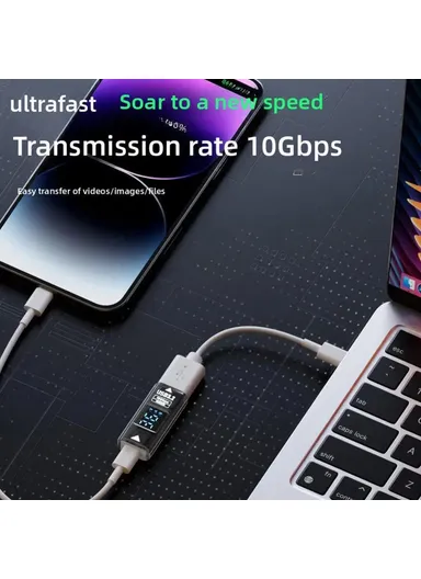 36W USB-C to USB Adapter Digital Display 10Gbps Data Transfer Charging Converter - Black