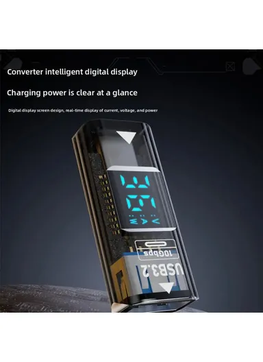 36W USB-C to USB Adapter Digital Display 10Gbps Data Transfer Charging Converter - Black