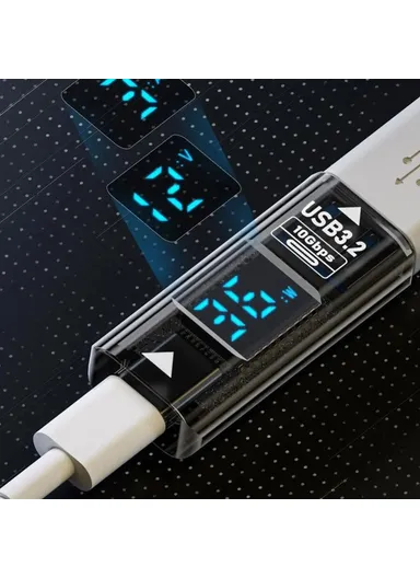 36W USB-C to USB Adapter Digital Display 10Gbps Data Transfer Charging Converter - Black