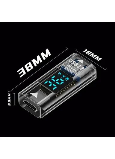 36W USB-C to USB Adapter Digital Display 10Gbps Data Transfer Charging Converter - Black