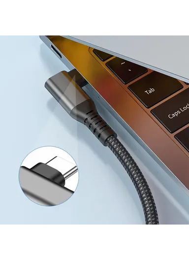 1.2m Elbow USB-C to Ethernet Adapter Cable 1000 / 100 / 10Mbps Gigabit RJ45 LAN Network Wire