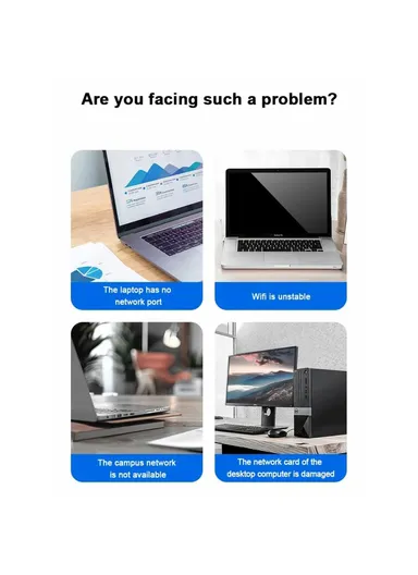 3m Elbow USB-C to Ethernet Adapter Cable 1000 / 100 / 10Mbps Gigabit RJ45 LAN Network Wire