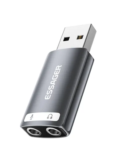 USB to Dual 3.5mm Audio Adapter Headset External Stereo Sound Card Converter