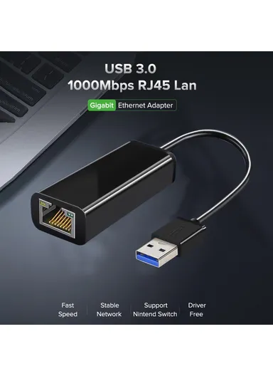 USB 3.0 1000Mbps Gigabit Ethernet Adapter USB 3.0 to RJ45 Lan Network Card for Laptop PC UE010
