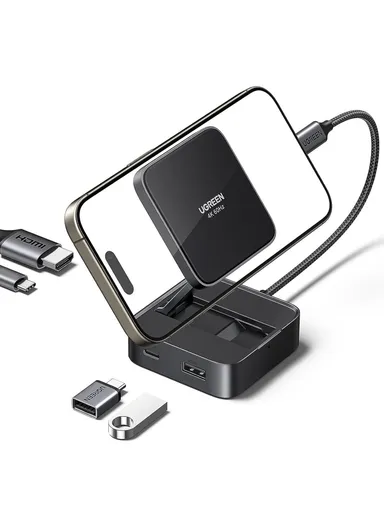 USB C 4-in-1 Foldable Hub 4K 60Hz HDMI PD 100W USB 3.0 Docking Station iPhone 15 / 16 Android Laptops