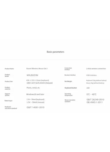 2.4G Wireless 104 Keys Keyboard &amp; Mouse Set Compatible with Windows 10 and Above WXJS02YM 