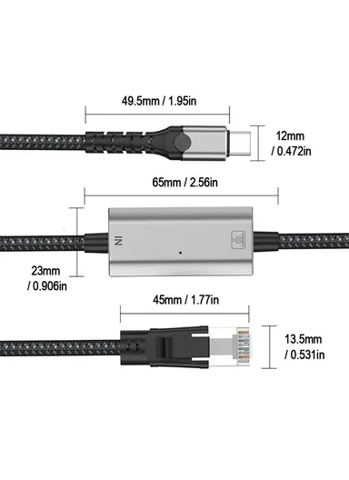 2m USB-C to Ethernet Cable 2m / 6.56ft Type C to RJ45 Cord Gigabit LAN Network