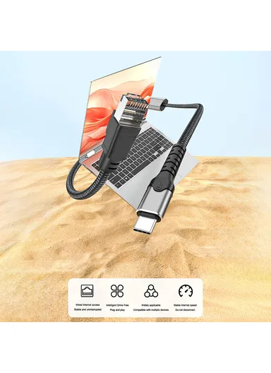 2m USB-C to Ethernet Cable 2m / 6.56ft Type C to RJ45 Cord Gigabit LAN Network