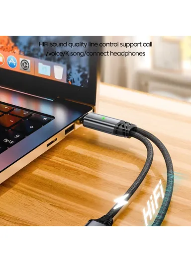 100W  2 in 1 Adapter Cable Type-C to Type-C Headphone Adapter + Type-C PD Charging Cord for iPhone Samsung - White