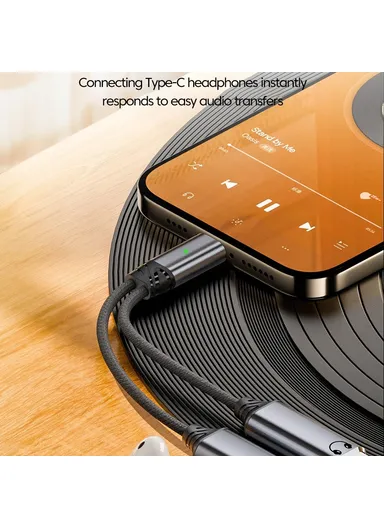 100W  2 in 1 Adapter Cable Type-C to Type-C Headphone Adapter + Type-C PD Charging Cord for iPhone Samsung - White