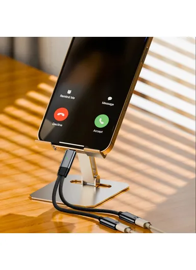 100W  2 in 1 Adapter Cable Type-C to Type-C Headphone Adapter + Type-C PD Charging Cord for iPhone Samsung - White