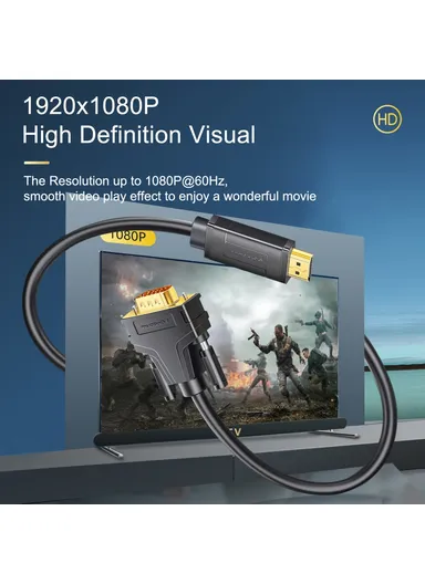 1.5m HDMI to VGA Cable 1080P 60Hz HD-Compatible Cord AD037
