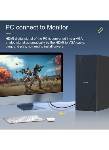 3m HDMI to VGA Cable 1080P 60Hz HD-Compatible Cord AD037