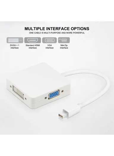 3-in-1 Mini DP DisplayPort to DVI VGA Cable Adapter Cable for MacBook Pro Air Display Port Converter